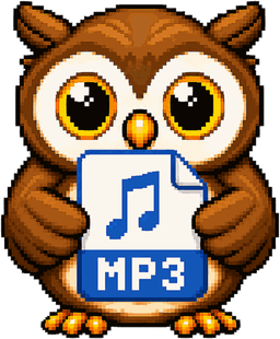ConvertOwl mascot holding an MP3 file
