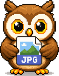 ConvertOwl mascot holding a JPG file
