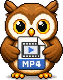 ConvertOwl mascot holding an MP4 file
